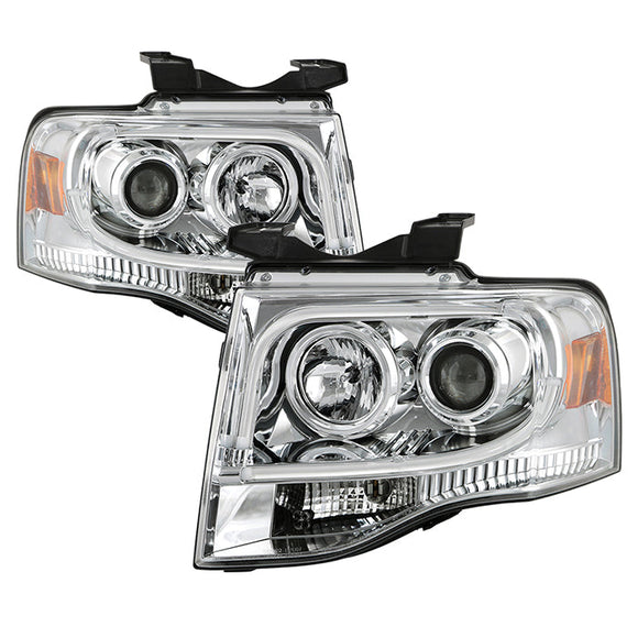 Spyder Ford Expedition 07-13 Projector Headlights Light Tube DRL Chrm PRO-YD-FE07-LTDRL-C