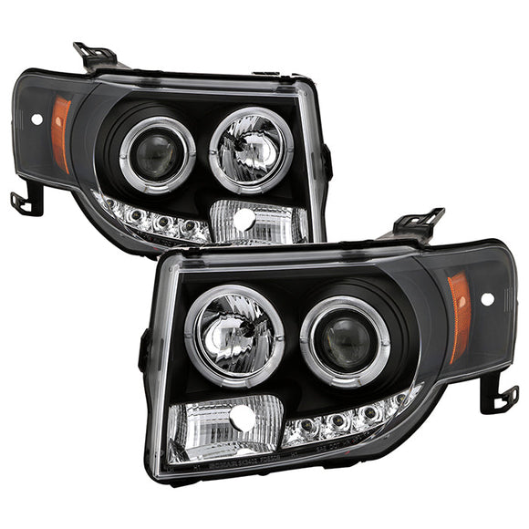 Spyder Ford Escape 08-12 Projector Headlights Halogen Model Only - DRL Black PRO-YD-FES08-DRL-BK