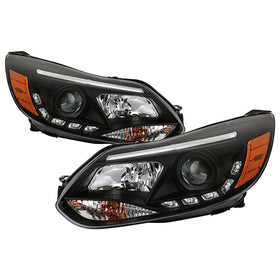Spyder Ford Focus 12-14 Projector Headlights Halogen Model Only - DRL Black PRO-YD-FF12-DRL-BK