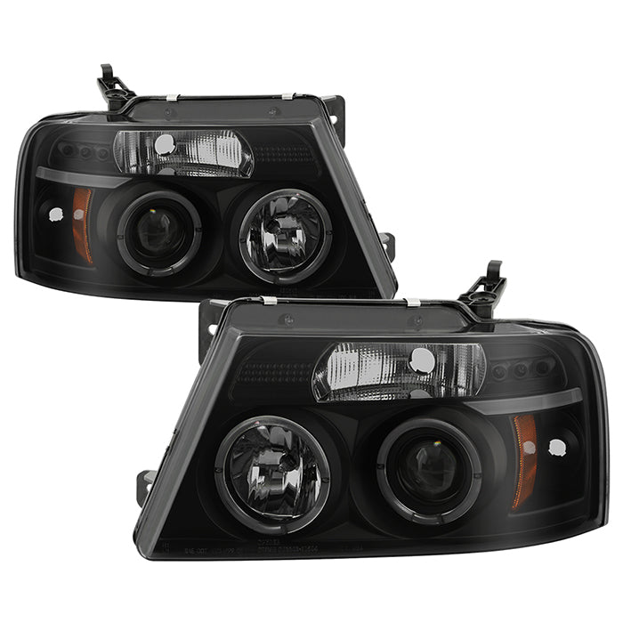 Spyder Ford F150 04-08 Projector Headlights Version 2 LED Halo LED Blk Smke PRO-YD-FF15004-HL-G2-BSM