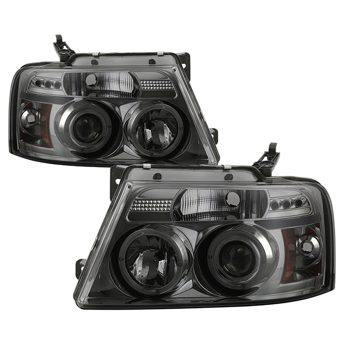 Spyder Ford F150 04-08 Projector Headlights Version 2 LED Halo LED Smke PRO-YD-FF15004-HL-G2-SM