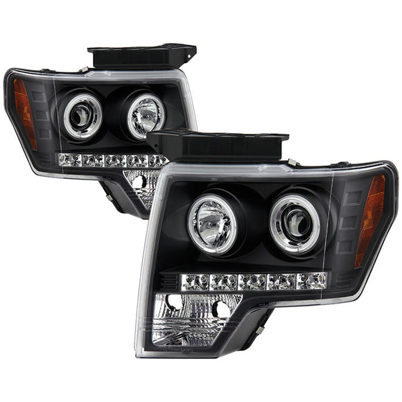 Spyder Ford F150 09-14 Projector Headlights Halogen Model- CCFL Halo LED Blk PRO-YD-FF15009-CCFL-BK