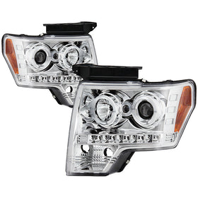 Spyder Ford F150 09-14 Projector Headlights Halogen Model- LED Halo LED Chrm PRO-YD-FF15009-HL-C