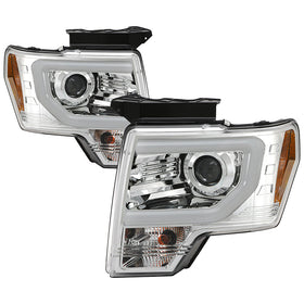 Spyder Ford F150 09-14 Projector Headlights Halogen Model- Light Bar DRL Chrm PRO-YD-FF15009-LBDRL-C