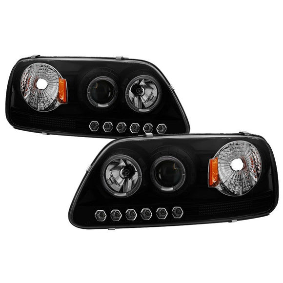 Spyder Ford F150 97-03 Projector - LED Halo Amber Reflctr LED Blk Smke PRO-YD-FF15097-1P-AM-BSM