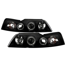 Spyder Ford Mustang 99-04 Projector Headlights LED Halo Black High H1 Low H1 PRO-YD-FM99-1PC-AM-BK