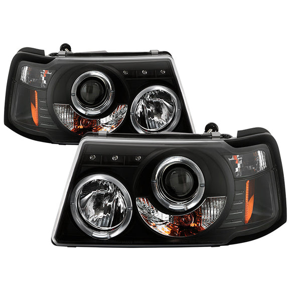 Spyder Ford Ranger 01-11 1PC Projector Headlights LED Halo LED Blk PRO-YD-FR01-1PC-HL-BK