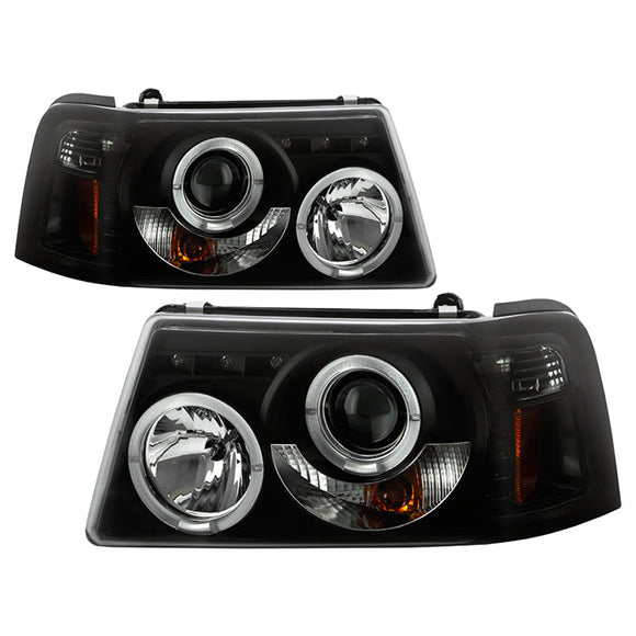 Spyder Ford Ranger 01-11 1PC Projector Headlights LED Halo LED Blk Smke PRO-YD-FR01-1PC-HL-BSM