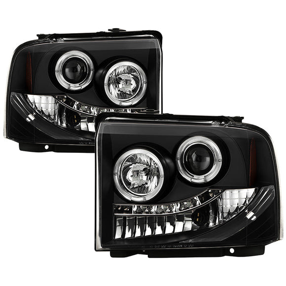 Spyder Ford F250/350/450 Super Duty 05-07 Projector Headlights LED Halo- LED Blk PRO-YD-FS05-HL-BK