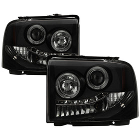 Spyder Ford F250/350 05-07 Projector Headlights LED Halo LED Blk Smke PRO-YD-FS05-HL-BSM
