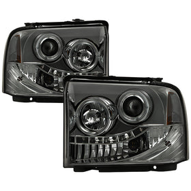 Spyder Ford F250/350/450 Super Duty 05-07 Projector Headlights LED Halo- LED Smke PRO-YD-FS05-HL-SM