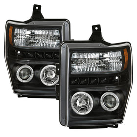 Spyder Ford F250/350/450 Super Duty 08-10 Projector Headlights LED Halo LED Blk PRO-YD-FS08-HL-BK
