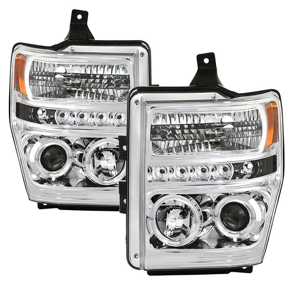 Spyder Ford F250/350/450 Super Duty 08-10 Projector Headlights LED Halo LED Chrm PRO-YD-FS08-HL-C