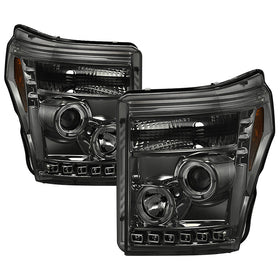 Spyder Ford Super Duty 11-15 Projector Headlights LED Halo DRL Smke Low 9006 PRO-YD-FS11-HL-SM