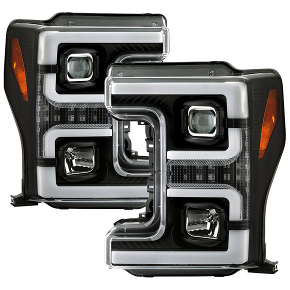 Spyder Ford F-250/F-350/F450 Super Duty 17-18 Projector Headlights Black PRO-YD-FS17-SBSEQ-BK