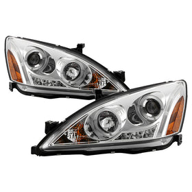 Spyder Honda Accord 03-07 Projector Headlights LED Halo Amber Reflctr LED Chrm PRO-YD-HA03-AM-C