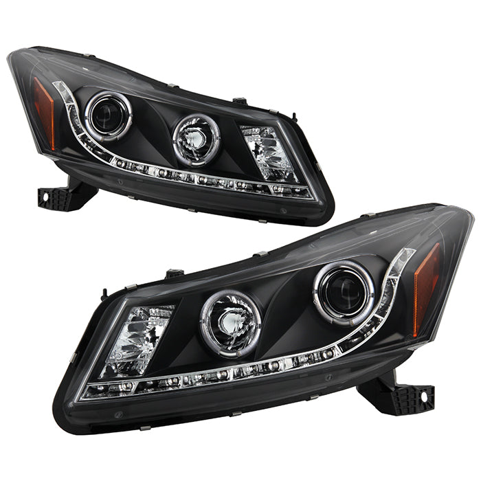 Spyder Honda Accord 08-12 4Dr Projector Headlights- LED Halo DRL Blk PRO-YD-HA08-4D-HL-BK