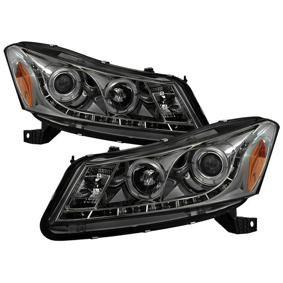 Spyder Honda Accord 08-12 4Dr Projector Headlights- LED Halo DRL Smke PRO-YD-HA08-4D-HL-SM