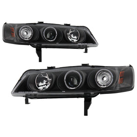 Spyder Honda Accord 94-97 1PC Projector Headlights LED Halo Amber Reflctr Blk PRO-YD-HA94-AM-BK