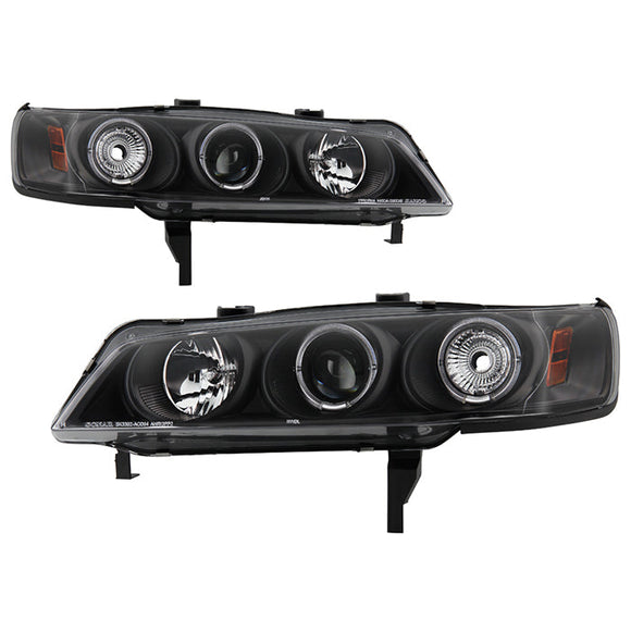 Spyder Honda Accord 94-97 1PC Projector Headlights LED Halo Amber Reflctr Blk PRO-YD-HA94-AM-BK