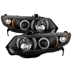 Spyder Honda Civic 06-08 2Dr Projector Headlights LED Halo Black High H1 Low H1 PRO-YD-HC06-2D-HL-BK