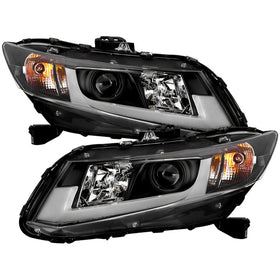 Spyder 12-14 Honda Civic (Excl. 2014 Coupe) Projector Headlights Lgtbr DRL Black PRO-YD-HC12-DRL-BK