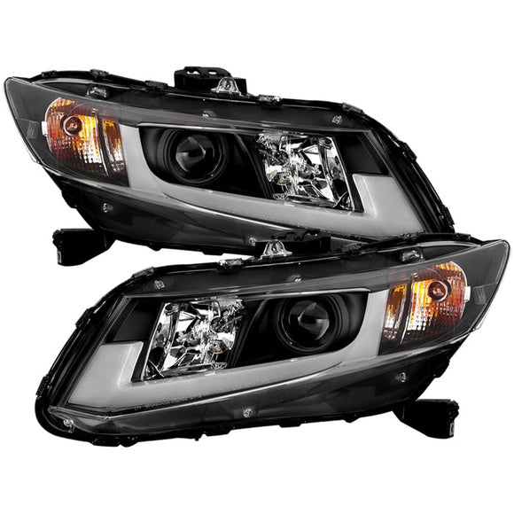 Spyder 12-14 Honda Civic (Excl. 2014 Coupe) Projector Headlights Lgtbr DRL Black PRO-YD-HC12-DRL-BK