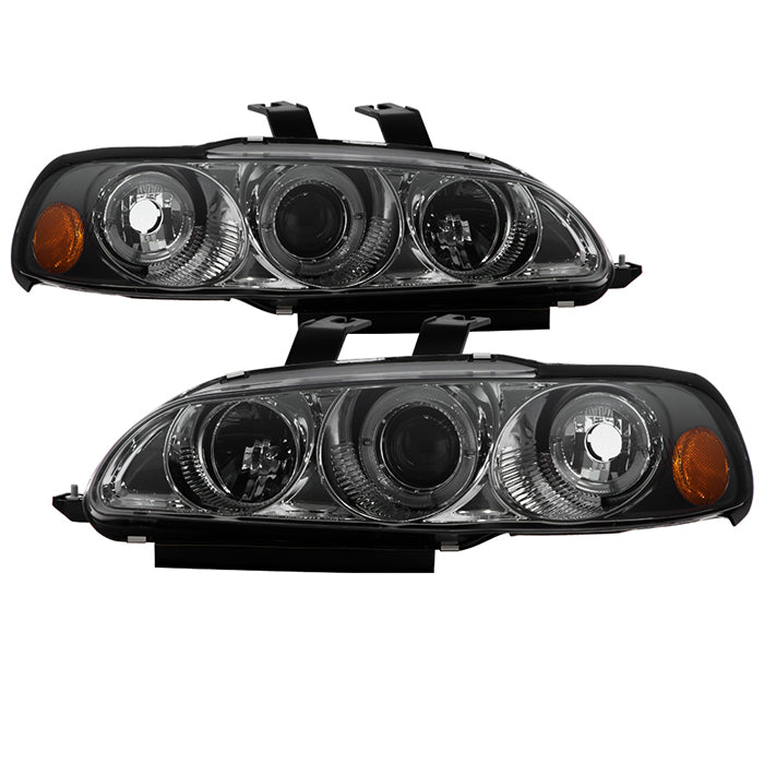 Spyder Honda Civic 92-95 2/3DR 1PC Projector LED Halo Amber Reflctr Smke PRO-YD-HC921P-23D-AM-SMC