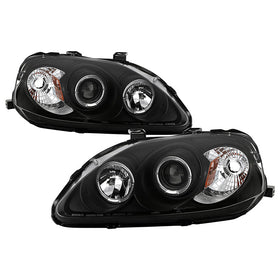Spyder Honda Civic 99-00 Projector Headlights LED Halo Black High H1 Low H1 PRO-YD-HC99-AM-BK