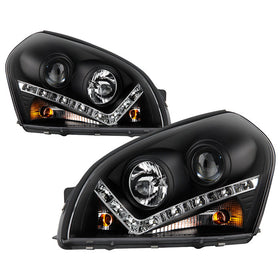 Spyder Hyundai Tucson 04-09 Projector Headlights DRL Black High H1 Low H1 PRO-YD-HYTUC04-DRL-BK