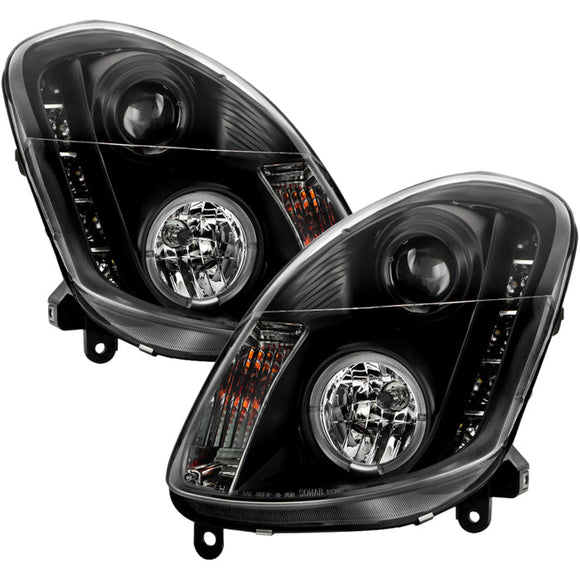 Spyder Infiniti G35 03-04 4DR Projector Halogen - LED Halo DRL Blk High H4 PRO-YD-IG35034D-DRL-BK