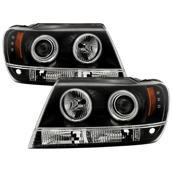 Spyder Jeep Grand Cherokee 99-04 Projector Headlights CCFL Halo LED Blk - PRO-YD-JGC99-CCFL-BK