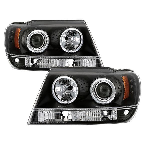 Spyder Jeep Grand Cherokee 99-04 Projector Headlights LED Halo LED Blk - PRO-YD-JGC99-HL-BK