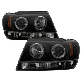 Spyder Jeep Grand Cherokee 99-04 Projector Headlights LED Halo LED Black Smoke PRO-YD-JGC99-HL-BSM