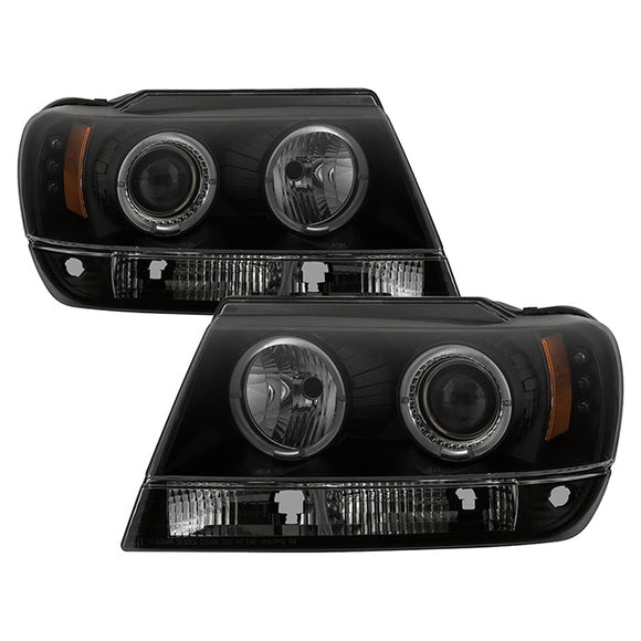 Spyder Jeep Grand Cherokee 99-04 Projector Headlights LED Halo LED Black Smoke PRO-YD-JGC99-HL-BSM