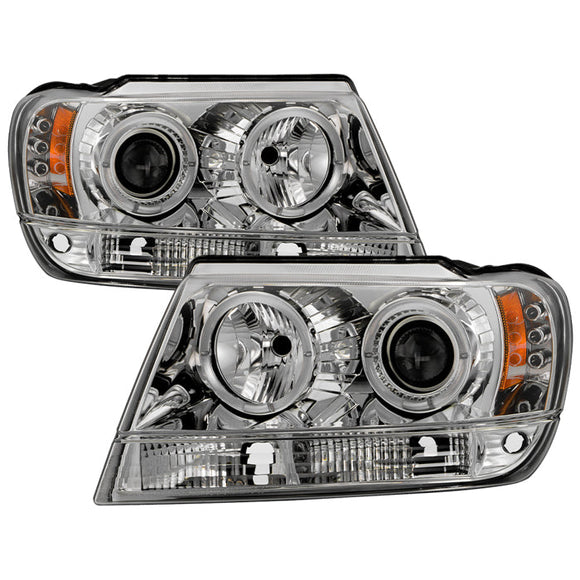 Spyder Jeep Grand Cherokee 99-04 Projector Headlights LED Halo LED Chrm - PRO-YD-JGC99-HL-C
