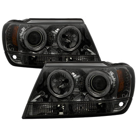 Spyder Jeep Grand Cherokee 99-04 Projector Headlights LED Halo LED Smke - PRO-YD-JGC99-HL-SMC