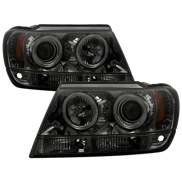 Spyder Jeep Grand Cherokee 99-04 Projector Headlights LED Halo LED Smke - PRO-YD-JGC99-HL-SMC