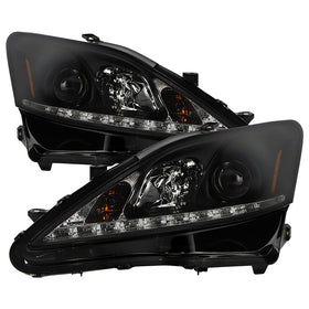 Spyder Lexus IS 250/350 2006-2010 Projector Headlights DRL Black Smoke PRO-YD-LIS06-DRL-BSM