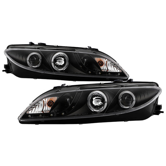 Spyder Mazda 6 03-05 With Fog Lights Projector Headlights LED Halo DRL Blk PRO-YD-M603-FOG-DRL-BK