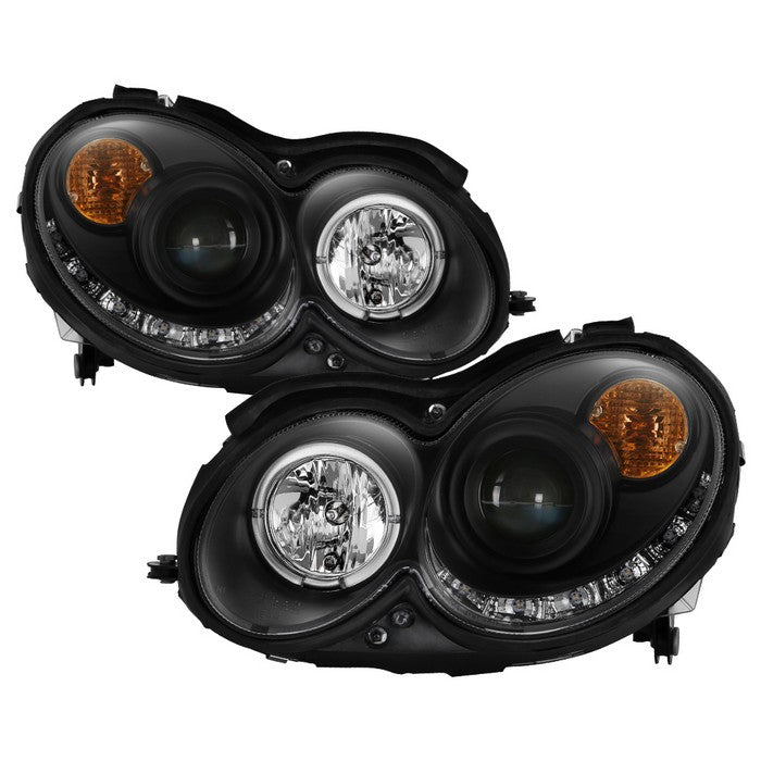 Spyder Mercedes Benz CLK 03-09 Projector Halogen Model- LED Halo DRL Blk PRO-YD-MBCLK03-DRL-BK