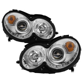 Spyder Mercedes Benz CLK 03-09 Projector Halogen Model- LED Halo DRL Chrm PRO-YD-MBCLK03-DRL-C