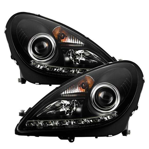 Spyder Mercedes Benz SLK 05-10 Projector Headlights Halogen Model- DRL Blk PRO-YD-MBSLK05-DRL-BK