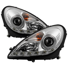 Spyder Mercedes Benz SLK 05-10 Projector Headlights Halogen Model- DRL Chrm PRO-YD-MBSLK05-DRL-C