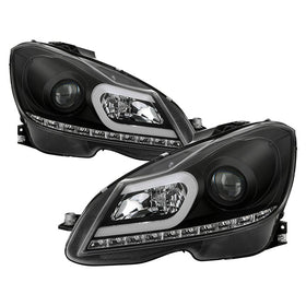Spyder Mercedes Benz W204 C-Class 12-13 Projector Halogen Model- DRL Blk PRO-YD-MBW20412-DRL-BK