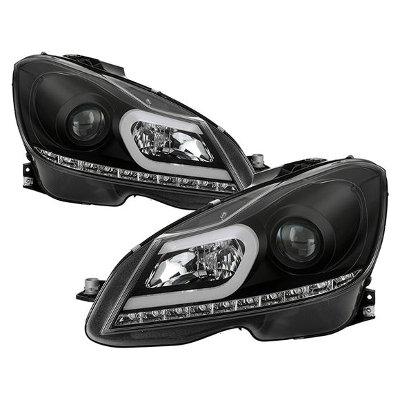 Spyder Mercedes Benz W204 C-Class 12-13 Projector Halogen Model- DRL Blk PRO-YD-MBW20412-DRL-BK