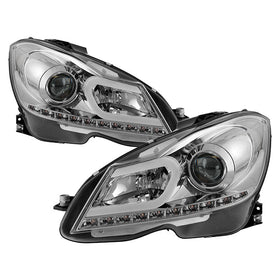 Spyder Mercedes Benz W204 C-Class 12-13 Projector Halogen Model- DRL Chrm PRO-YD-MBW20412-DRL-C