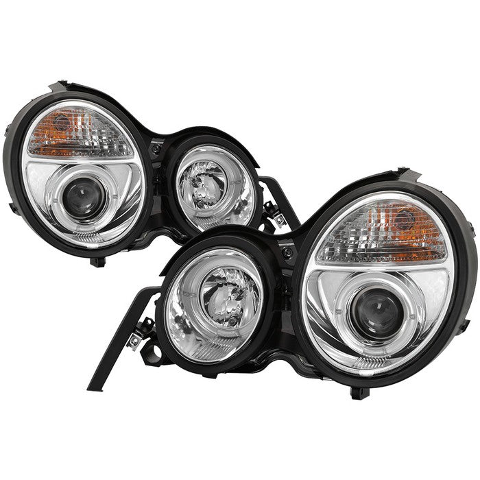Spyder Mercedes Benz E-Class 95-99 Projector Headlights LED Halo Chrm PRO-YD-MBW21095-HL-C
