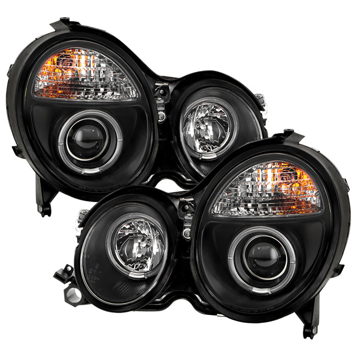 Spyder Mercedes Benz E-Class 00-02 Projector Headlights LED Halo Blk PRO-YD-MBW21099-HL-BK