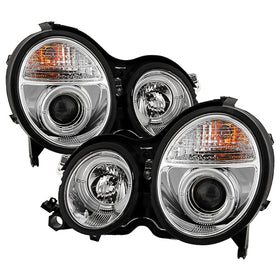 Spyder Mercedes Benz E-Class 00-02 Projector Headlights LED Halo Chrm PRO-YD-MBW21099-HL-C